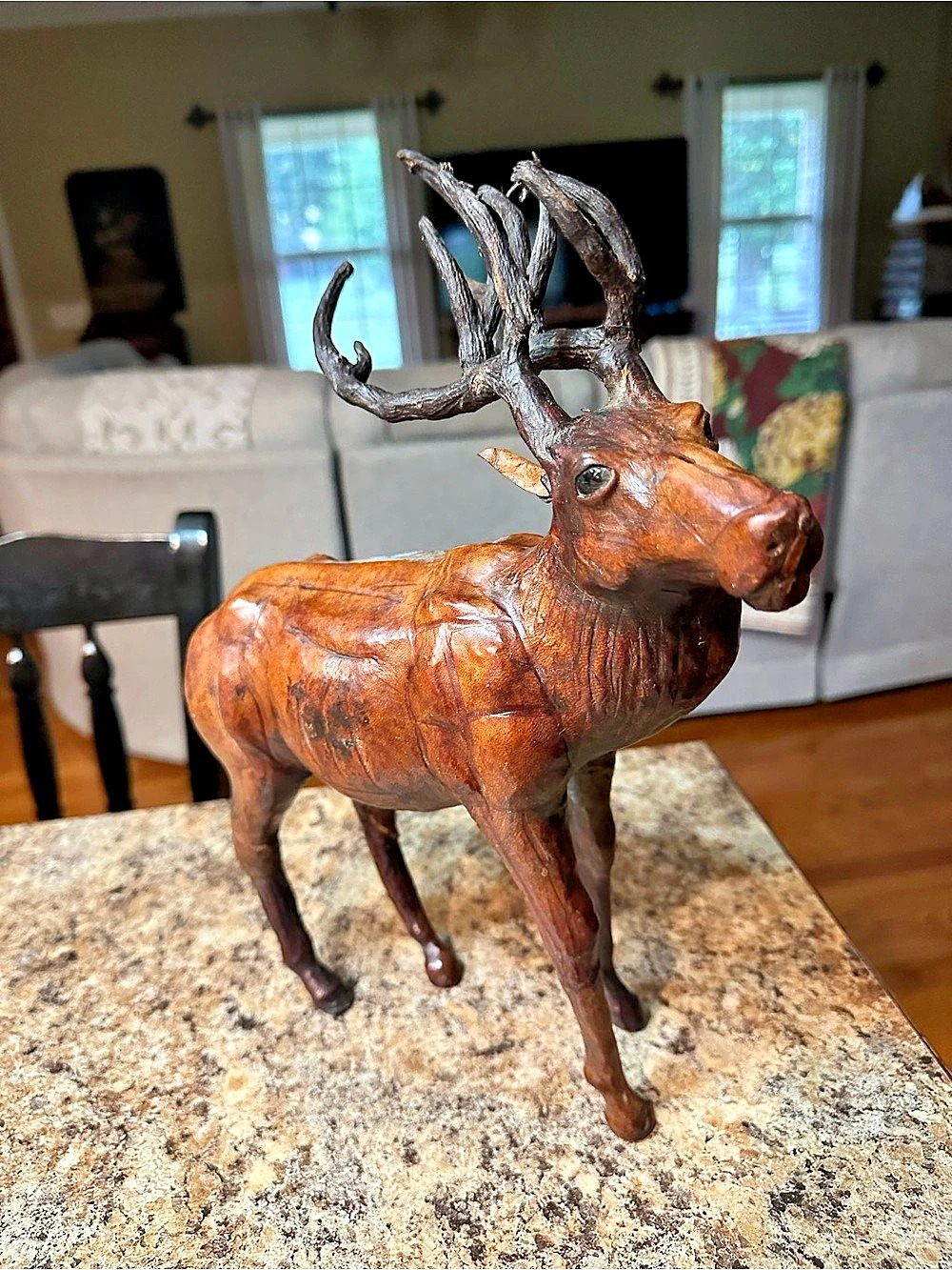 Vintage Leather Wrapped Elk Deer statue figure
